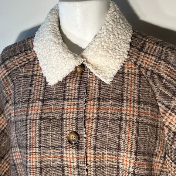 Brown Plaid Cape OSFM Academia Heritage Preppy English Countryside Western - Picture 3 of 8